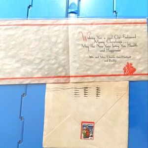 1932 Charles HARTNETT Chicago Cubs baseball Christmas card w/ envelope